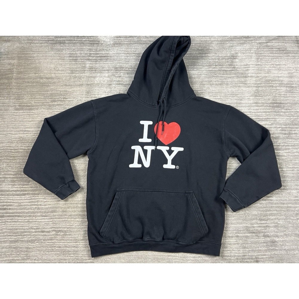 I Love NY Hoodie Sweatshirt Black Classic‎ Logo Graphic New York Rafia Tees